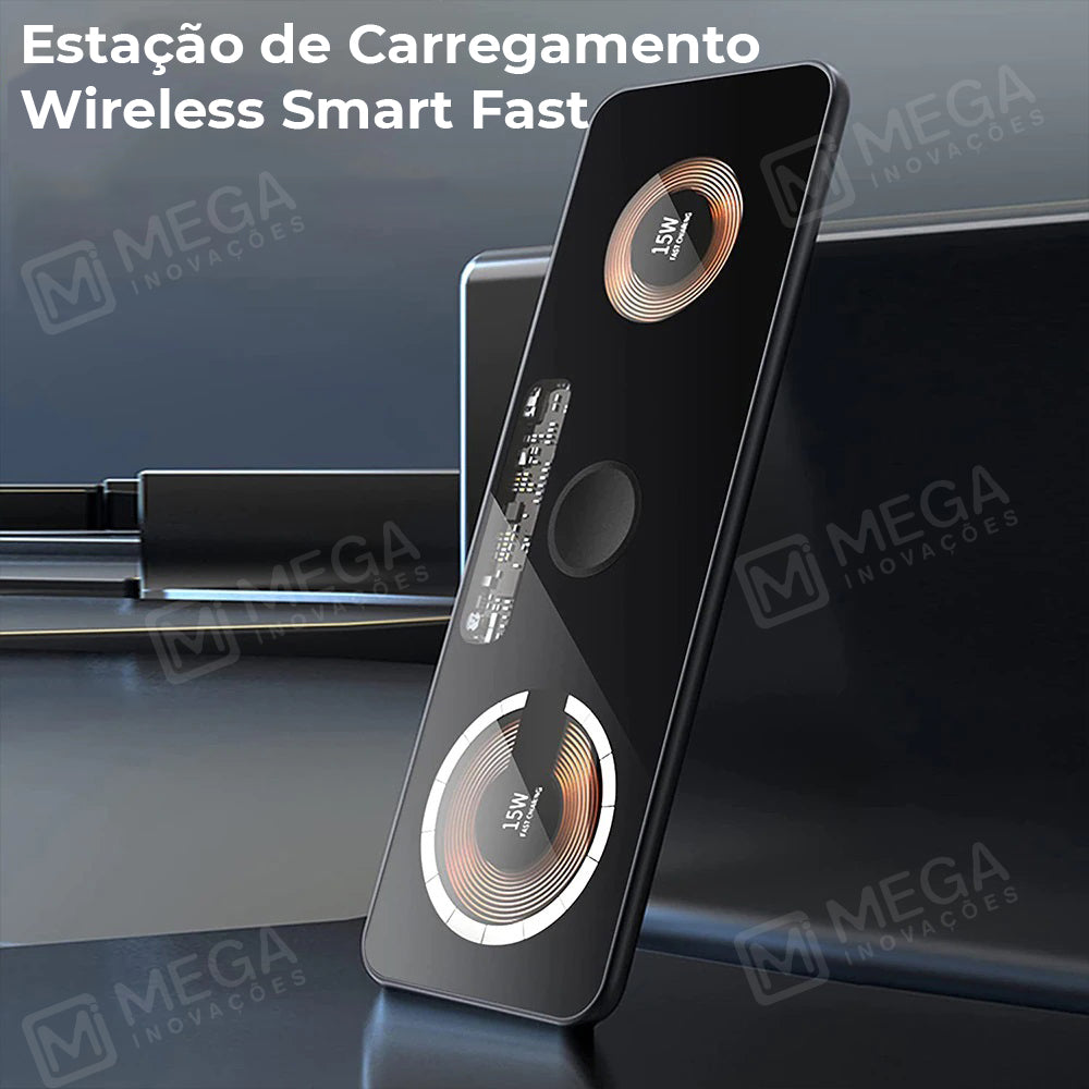 Carregador Portátil Premium 3 em 1, Carregue até 2 Smartphones ao mesmo tempo!