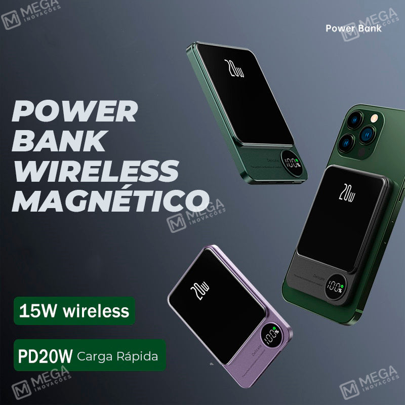 Powerbank Wireless (MagSafe) Fast Charge + Brinde (Capinha Magnética para iPhones)