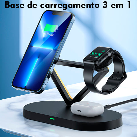 Base de Carregamento MagSafe 3 em 1 Ultra Fast + 2 Brindes